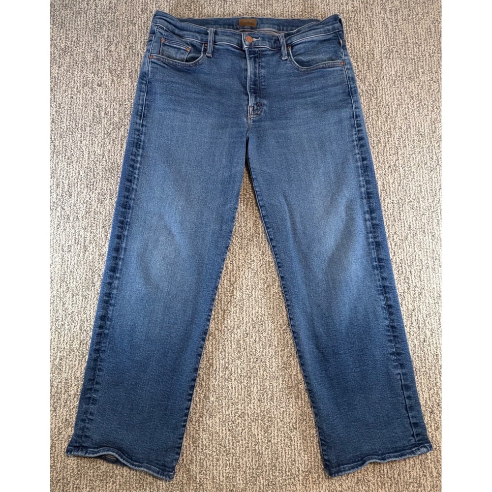 MOTHER The Mid Rise Rambler Zip Ankle Jeans Women 32 Blue Coastal Color Straight